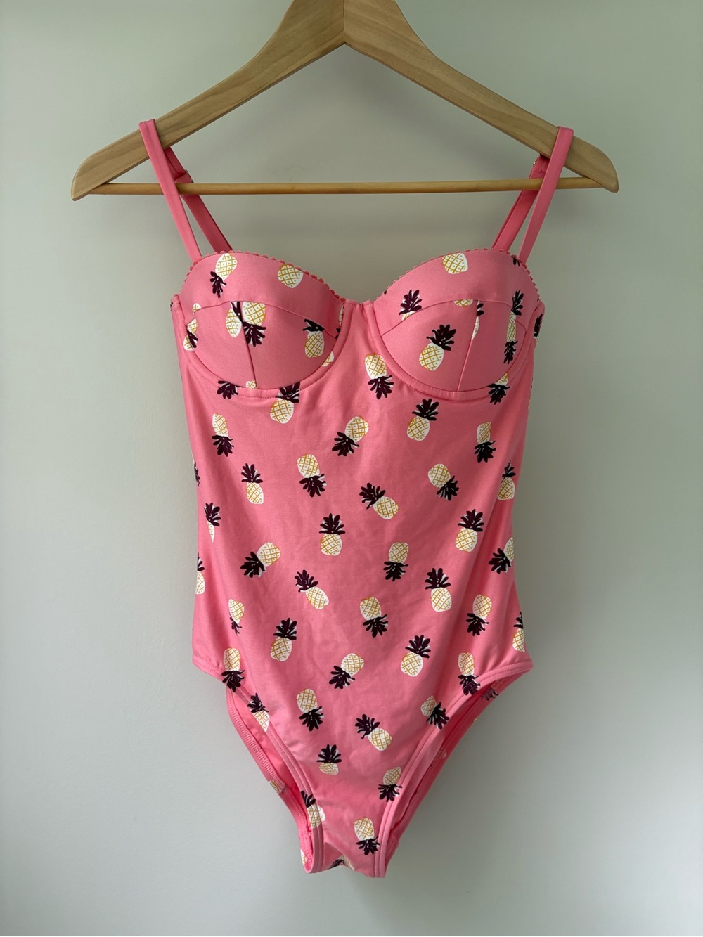 KATE SPADE Pink/Peach Pineapple Print One-Piece Underwire Swimsuit  - Size S